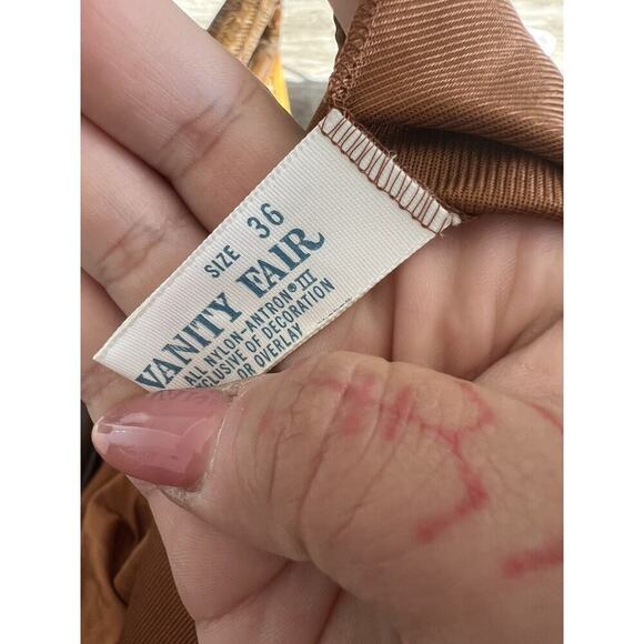 Vanity Fair Vintage Night Gown Size 36 Large Bronze Copper Lace Trim Maxi Union - Picture 6 of 8